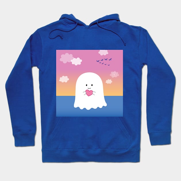 Gordie the Ghost (sunset) | by queenie's cards Hoodie by queenie's cards